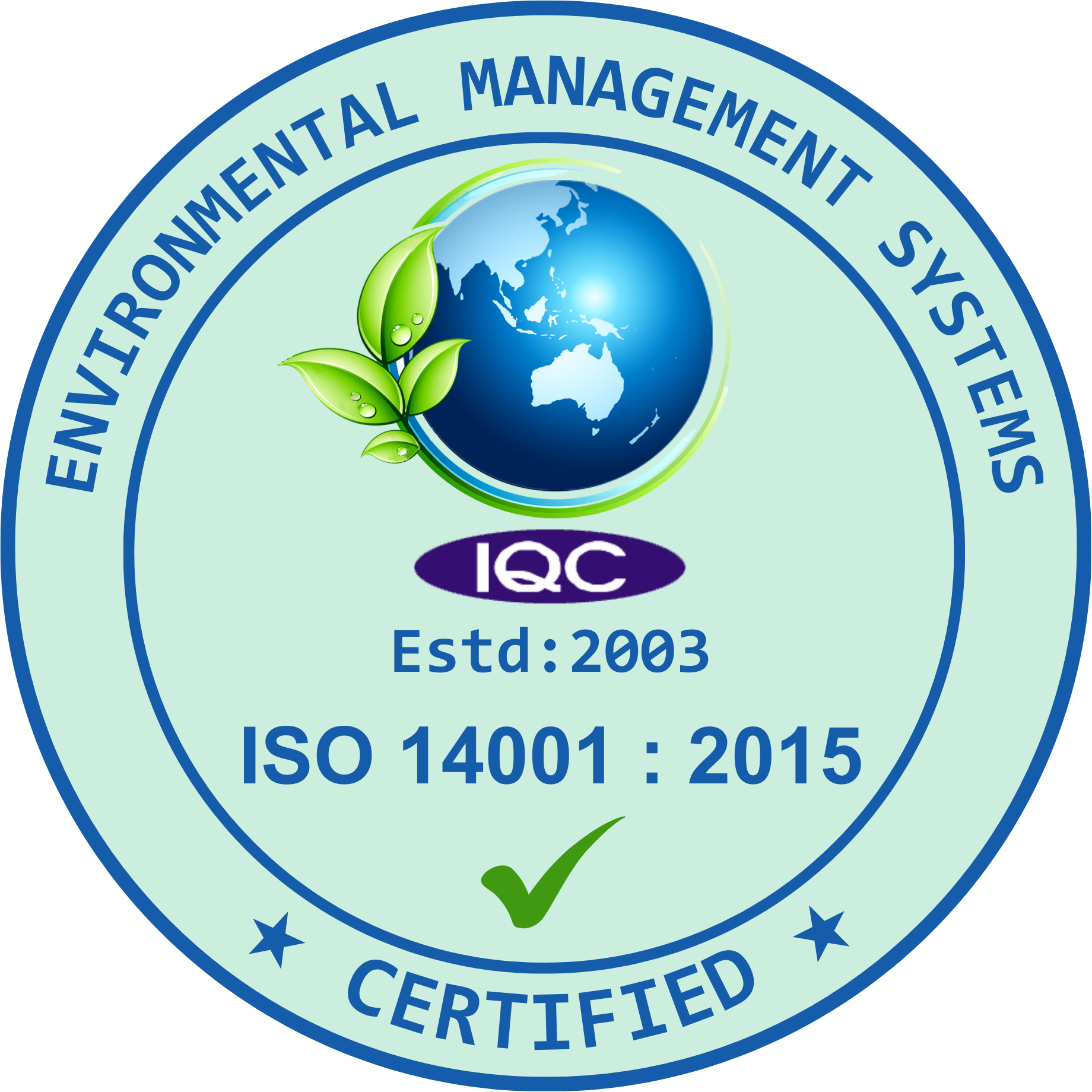 Environmental Management Systems ISO 14001 Certification Badge